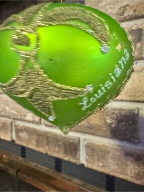 Green Louisiana Ornament with Gold Accents